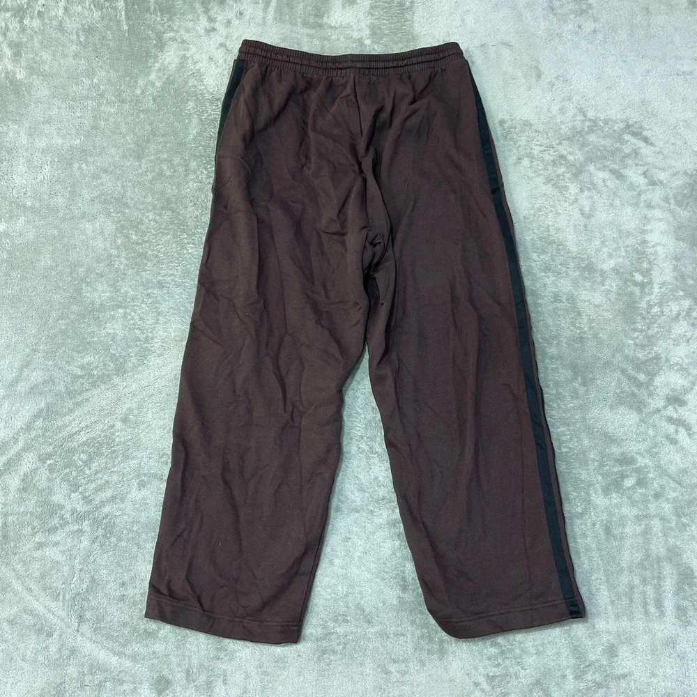 NWT adidas Wide Leg Fleece Sweatpants Men's Large Shadow Brown Cotton Fleece